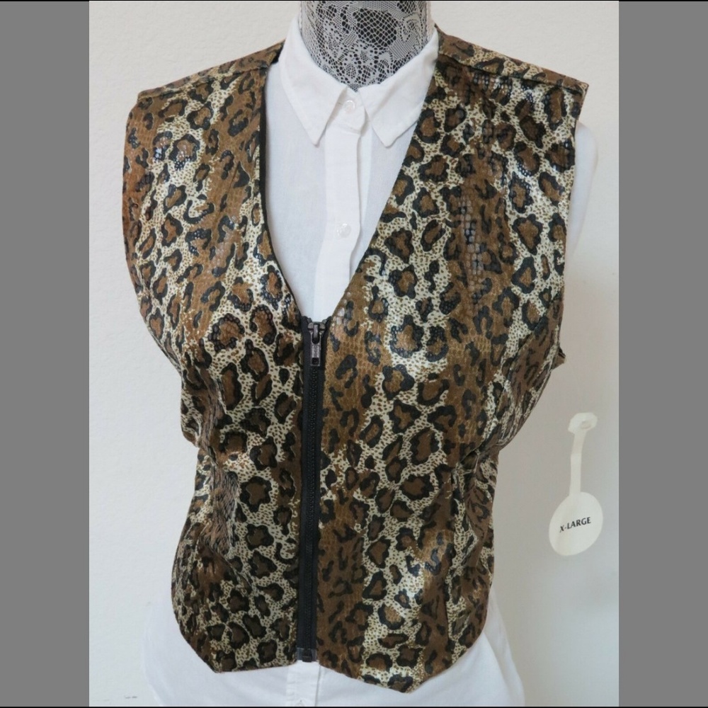 New XL Cheetah Print Zip Up JUNIORS #57K Suit Vest